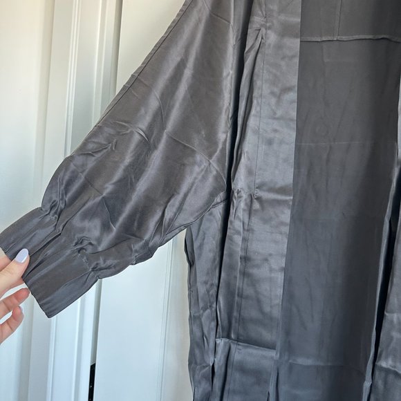 Lunya Washable Silk Robe L/XL Black Eclipse Self Tie Belt Pockets Hypoallergenic - Picture 8 of 11